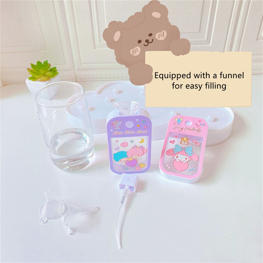 Kawaii Sanrio Perfume Spray Bottle Anime Kuromi Kitty Melody Travel Portable Press Bottled Cartoon Lotion Bottling Girls Gifts