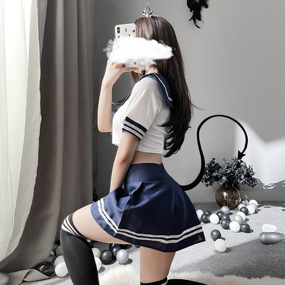 Sexy Lingerie Cosplay School Girl Costume Kawaii Japanese Girl Student Uniform Mini Skirt Exotic Costumes Women Underwear