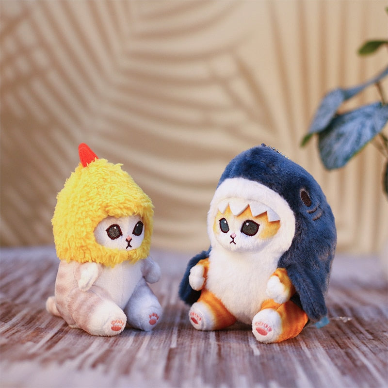 Shark Cat Fried Shrimp Pendant Doll Kawaii Plush Doll Beautiful Room Car Bag Decoration Pendant Christmas Present Couple Pendant