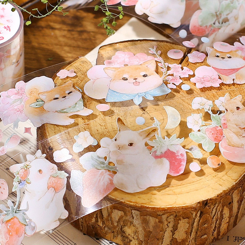 Kawaii Animal Party Masking Washi Tape Cute Cat Dog Otter Decorative Adhesive Tape Diy Scrapbooking Material Sticker Label