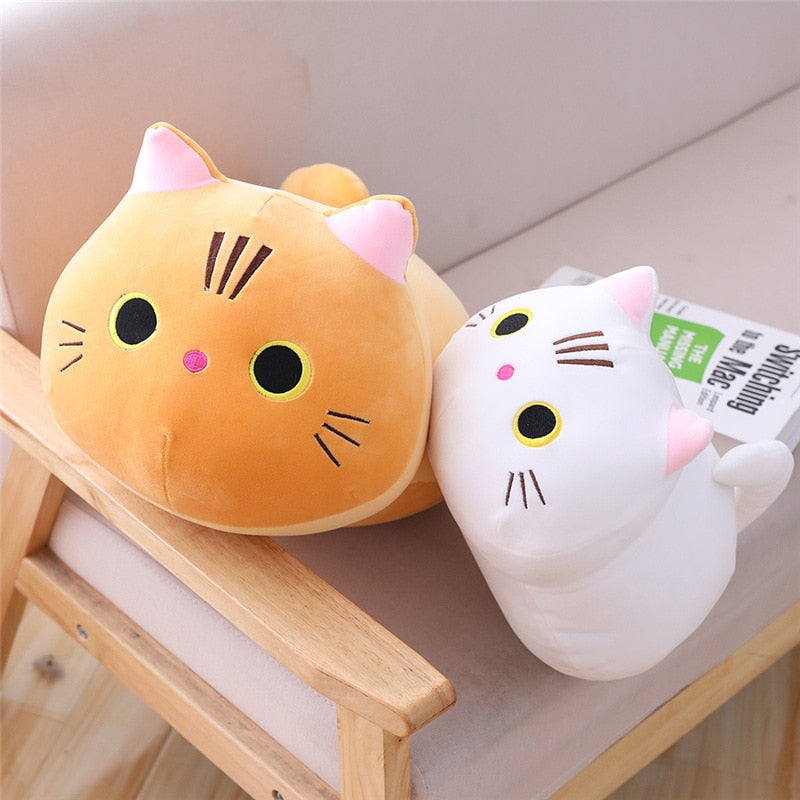 25-50cm Cute Soft Cat Plush Pillow Sofa Cushion Kawaii Plush Toy Stuffed Cartoon Animal Black Cat Doll for Kids Girl Lovely Gift