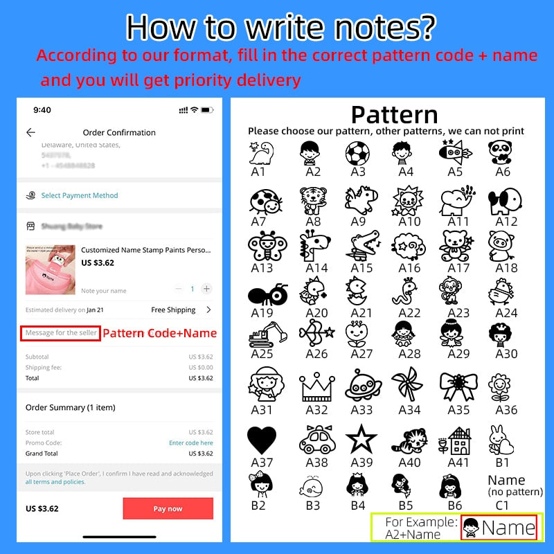 Children's Name Seal Custom Student's Name Stamp Kindergarten Clothes Waterproof Name Sticker Kawaii Montessori Stamp Gift