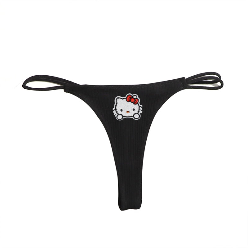 Y2K Hello Kitty Thong for Women Sanrio Anime Kawaii Kt Panties Sexy Hot Girl Cute Low Waist Mesh Breathable Sweet Comfortable