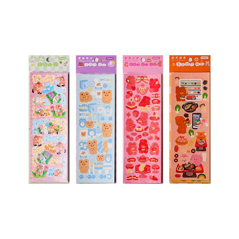 10PCS Kawaii Cartoon Animals Travel Decorative Stickers Cute Handbook Material Sticker Scrapbooking Label Diary Journal Planner