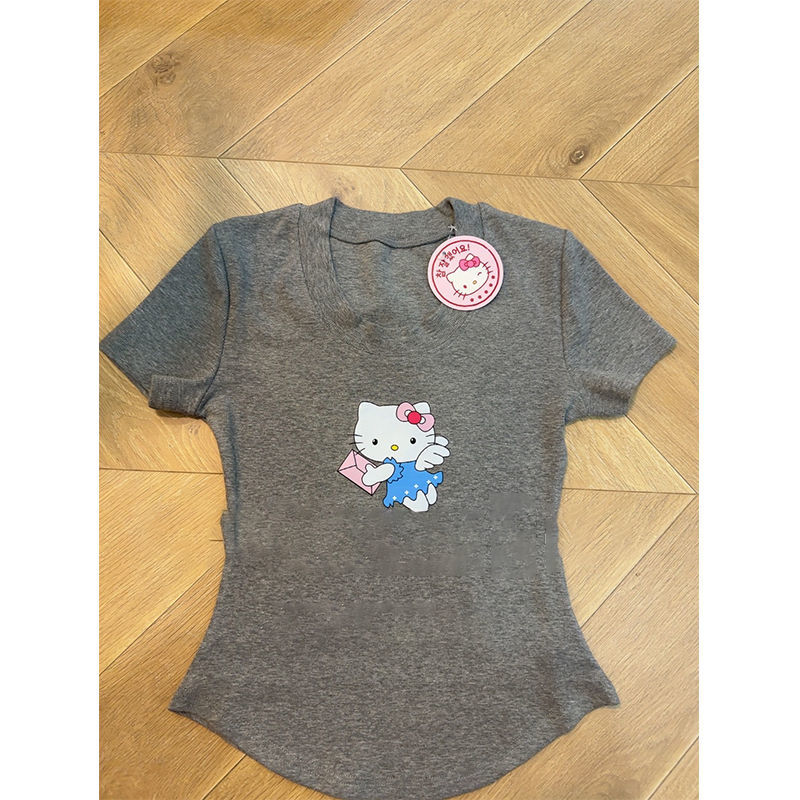 Summer Kawaii Hello Kitty T-Shirt Shorts Socks Anime Cartoon Sexy Girls Fashion Short Sleeve Pullover Fashion Sportswear Clothes