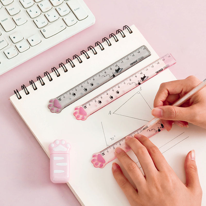 Cute Cat Paw Plastic Straight Rulers Kawaii School Office Supplies Planner Accessories Student Prize Kawaii Stationery