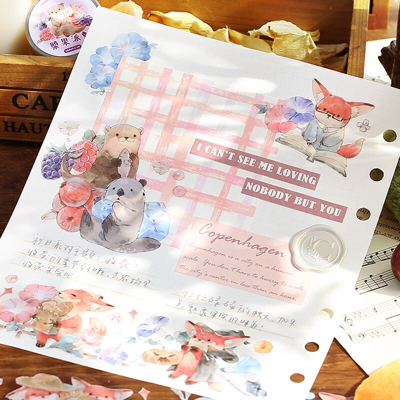 Kawaii Animal Party Masking Washi Tape Cute Cat Dog Otter Decorative Adhesive Tape Diy Scrapbooking Material Sticker Label