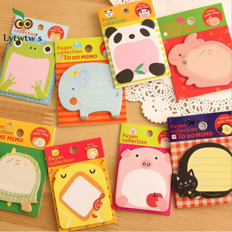 1 Pcs Sticker Cute Kawaii Animal Sticky Notes Notepad Memo Pads Office School Supply Stationery Panda Cat Kitty Bookmark