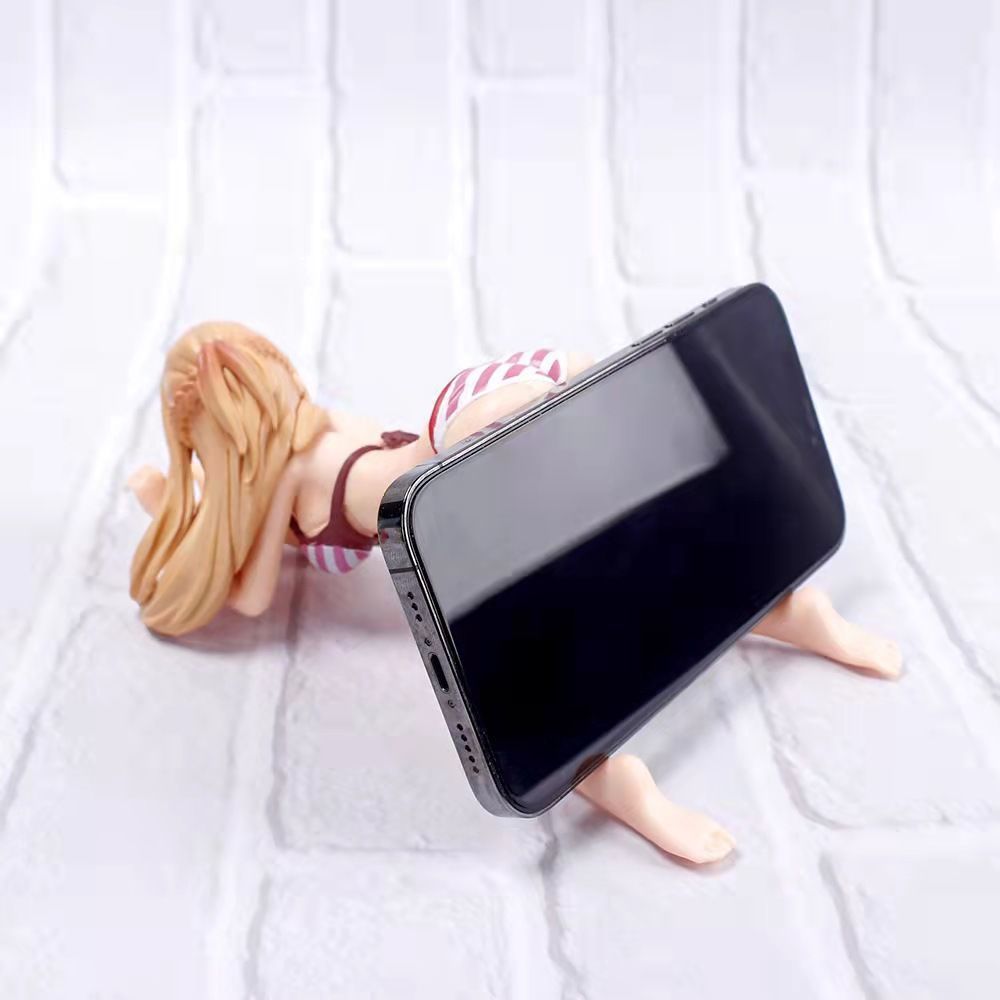 New Kawaii Action Toy Figures Sword Art Onl Yuuki Asuna Anime Figure Phone Holder for IPhone X XS Max Mobile Mount Desk Stand