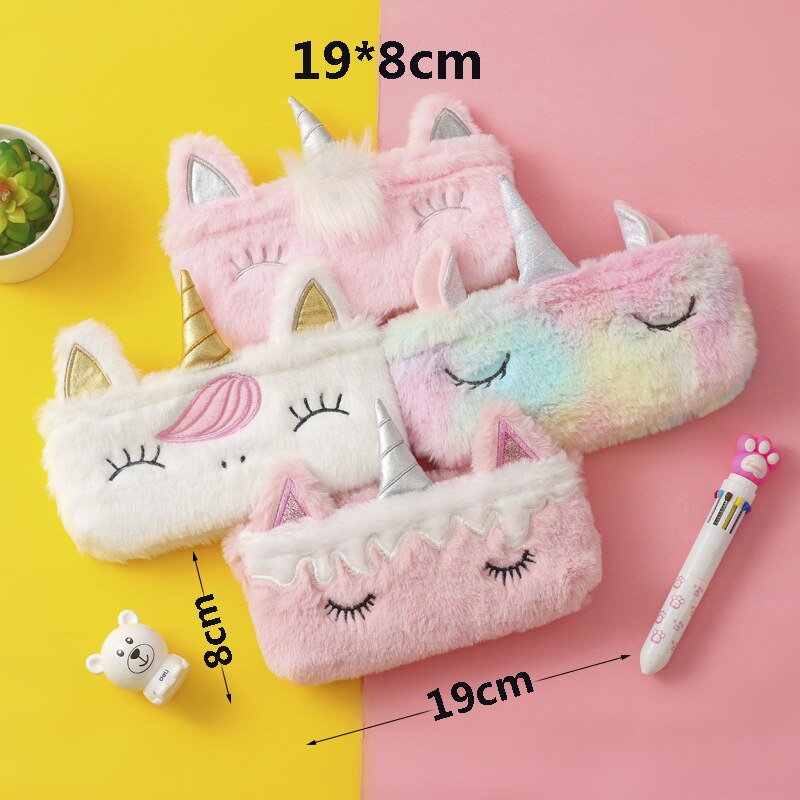 Plush Unicorn Cute Pencil Case Licorne Kawaii Girls Estuche Para Lpices for Trousse Astuccio Canvas Scolaire School Cartuchera