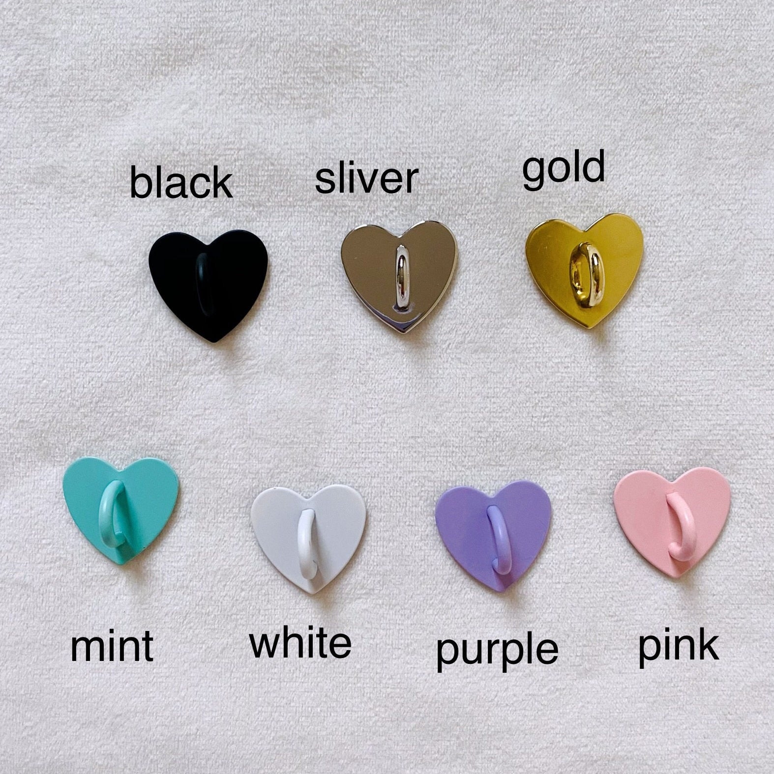 Kawaii Adhesive Metal Heart Phone Charm Holder Mobile Phone Case Finger Ring Stand Hooks Buckle Charms Clasp Accessories Pendant