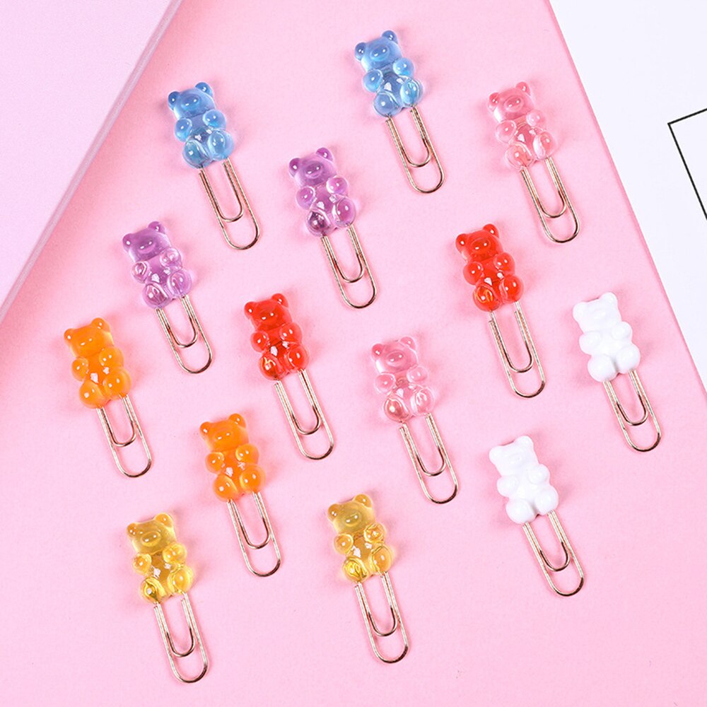 2pcs/lot Kawaii Rainbow Bear Paper Clip Decorative Bookmark Binder File Clips School Office Stationery Accessories