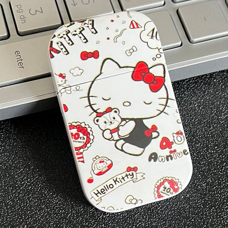 Hello Kitty cute Lighter Creative Iighter Kawaii MyMelody Kuromi Cinnamo Sanrioed Windproof Red Flame Lighters Fast Delivery