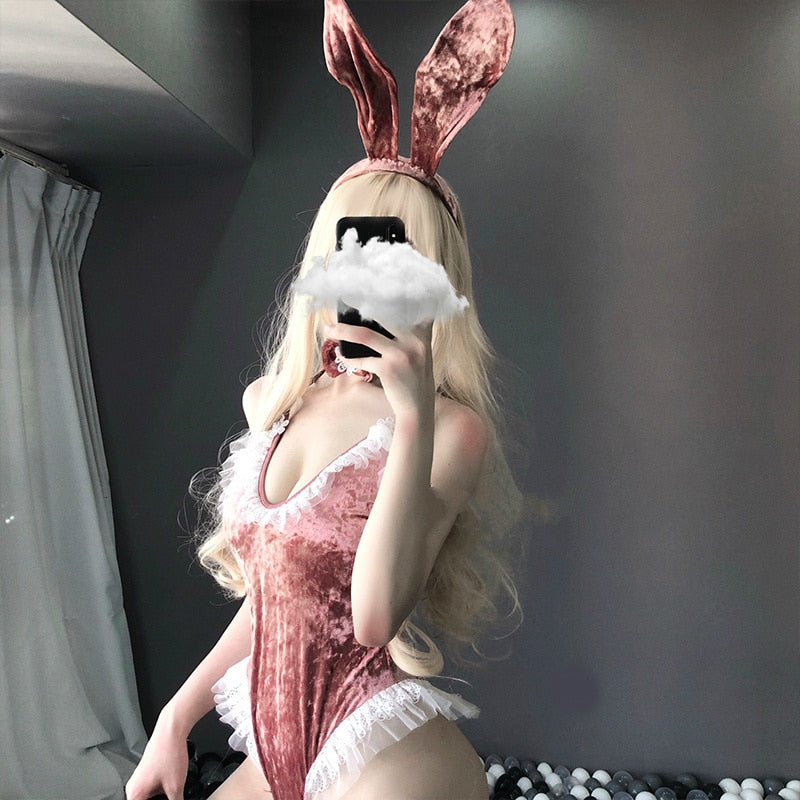 Women's Cute Anime Bunny Cosplay Costume Halloween Ladies Sexy Jumpsuit Erotic Cosplay Kawaii Lingerie Nightclub Erotic Costume