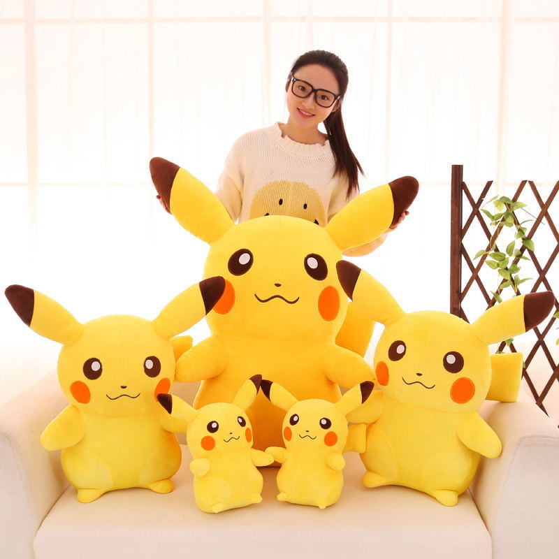 10-65cm Smile Pikachu Animal Dolls Plush Toys, Kawaii Cartoon Pikachu Soft Big Doll Toys For Kids Girls Birthday Christmas Gifts