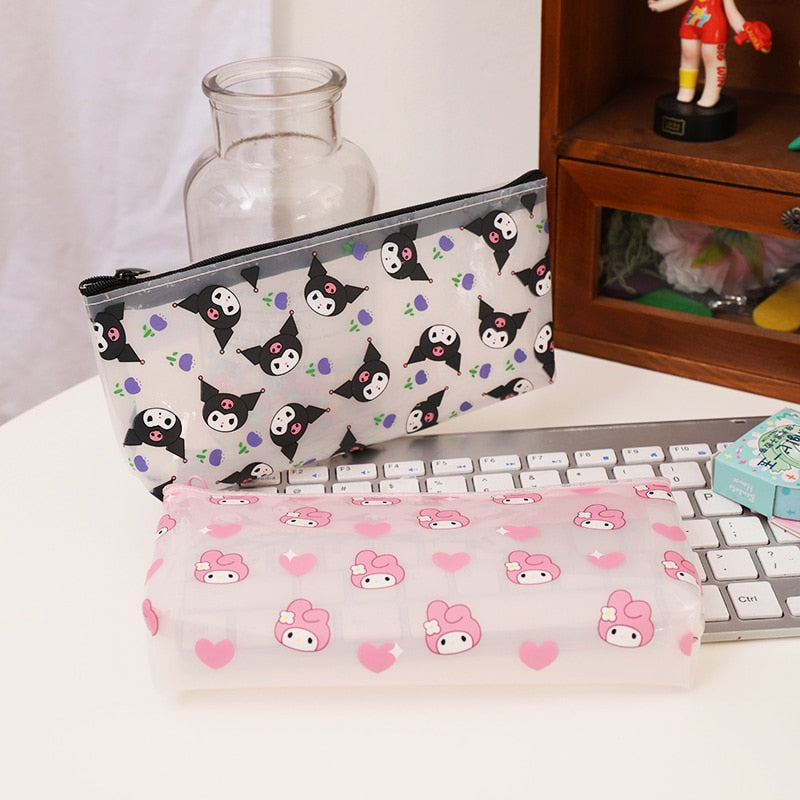 Cartoon Kuromi Pencil Case Kawaii Anime Sanrio Mymelody Cute Girlish Heart Desktop Student Stationery Storage Bag Toys Gifts