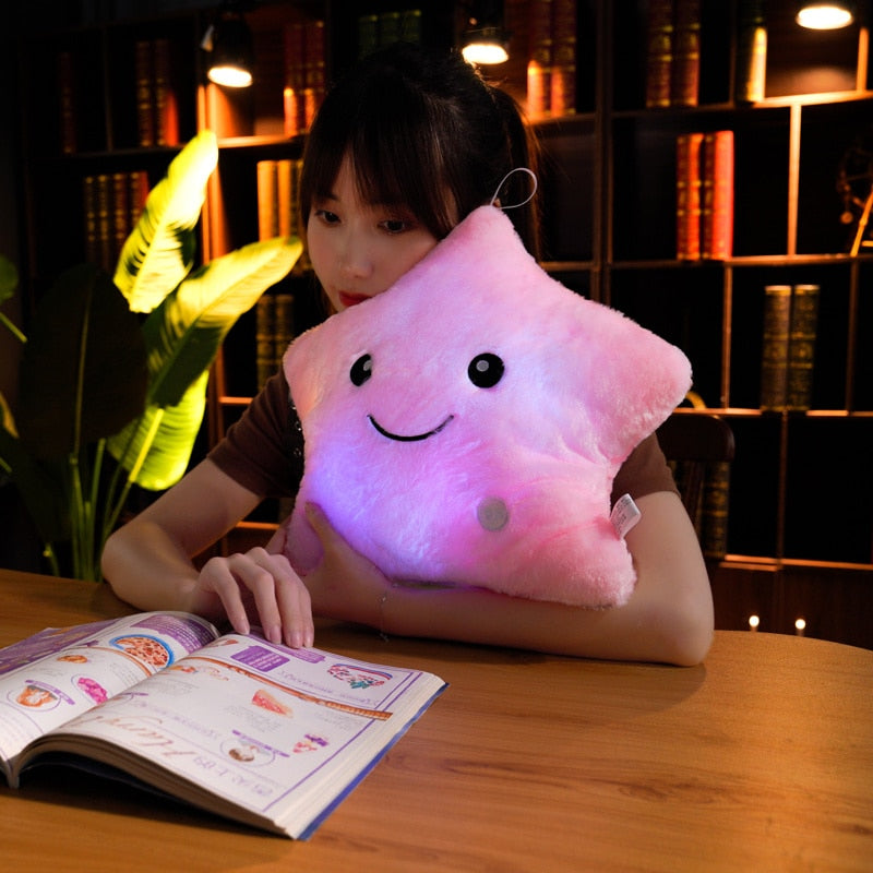 1pc 35*40cm Kawaii Star Pillow Color Change Luminous Pillow with LED Light Soft Stuffed Doll Toys for Children
