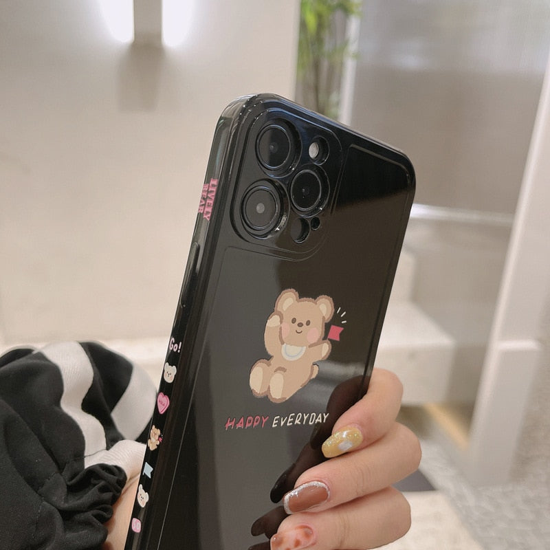 Retro kawaii plush anime bear Japanese Phone Case For iPhone 14 13 12 11 Pro Max 14 Plus Xr Xs Max 7 8 Plus case Cute Soft Cover