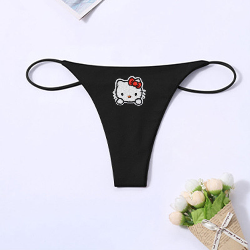 Y2K Hello Kitty Thong for Women Sanrio Anime Kawaii Kt Panties Sexy Hot Girl Cute Low Waist Mesh Breathable Sweet Comfortable
