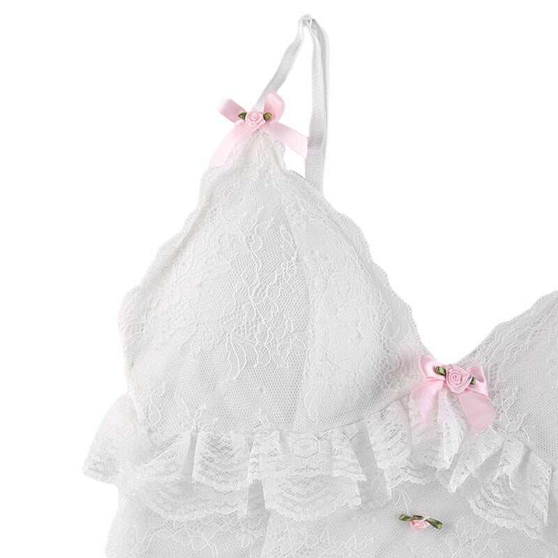 Women Sexy Corsets Tube Tops Lace See Through Harajuku Fairy Grunge Aesthetic Kawaii Emo Tank Vest Y2K Clothes