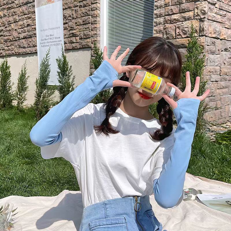 Y2k Goth Lolita Anime Thin Solid Gloves JK Kawaii Girl Mitten Oversleeve Man Women Fashion Sun Block Cuff Fingerless Arm Warmers