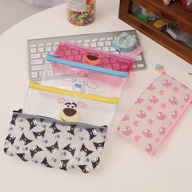 Cartoon Kuromi Pencil Case Kawaii Anime Sanrio Mymelody Cute Girlish Heart Desktop Student Stationery Storage Bag Toys Gifts