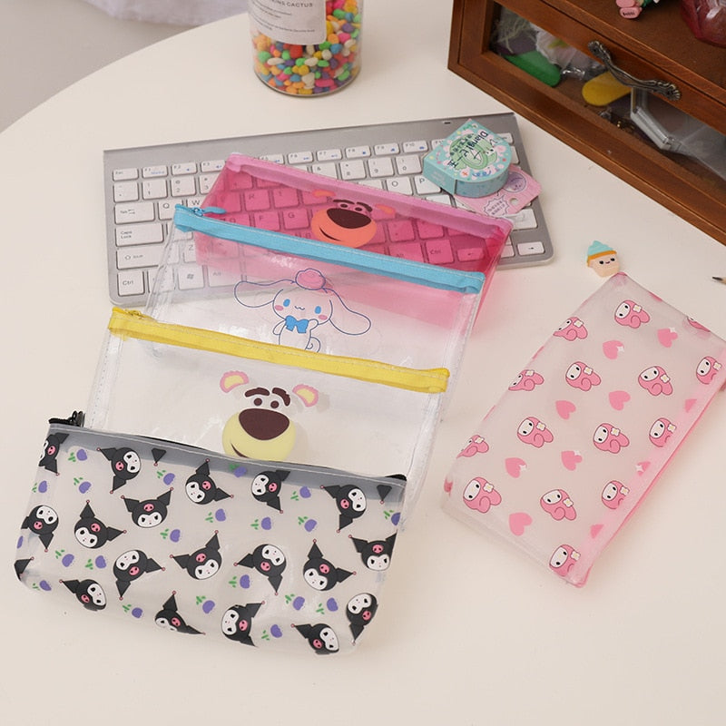 Cartoon Kuromi Pencil Case Kawaii Anime Sanrio Mymelody Cute Girlish Heart Desktop Student Stationery Storage Bag Toys Gifts