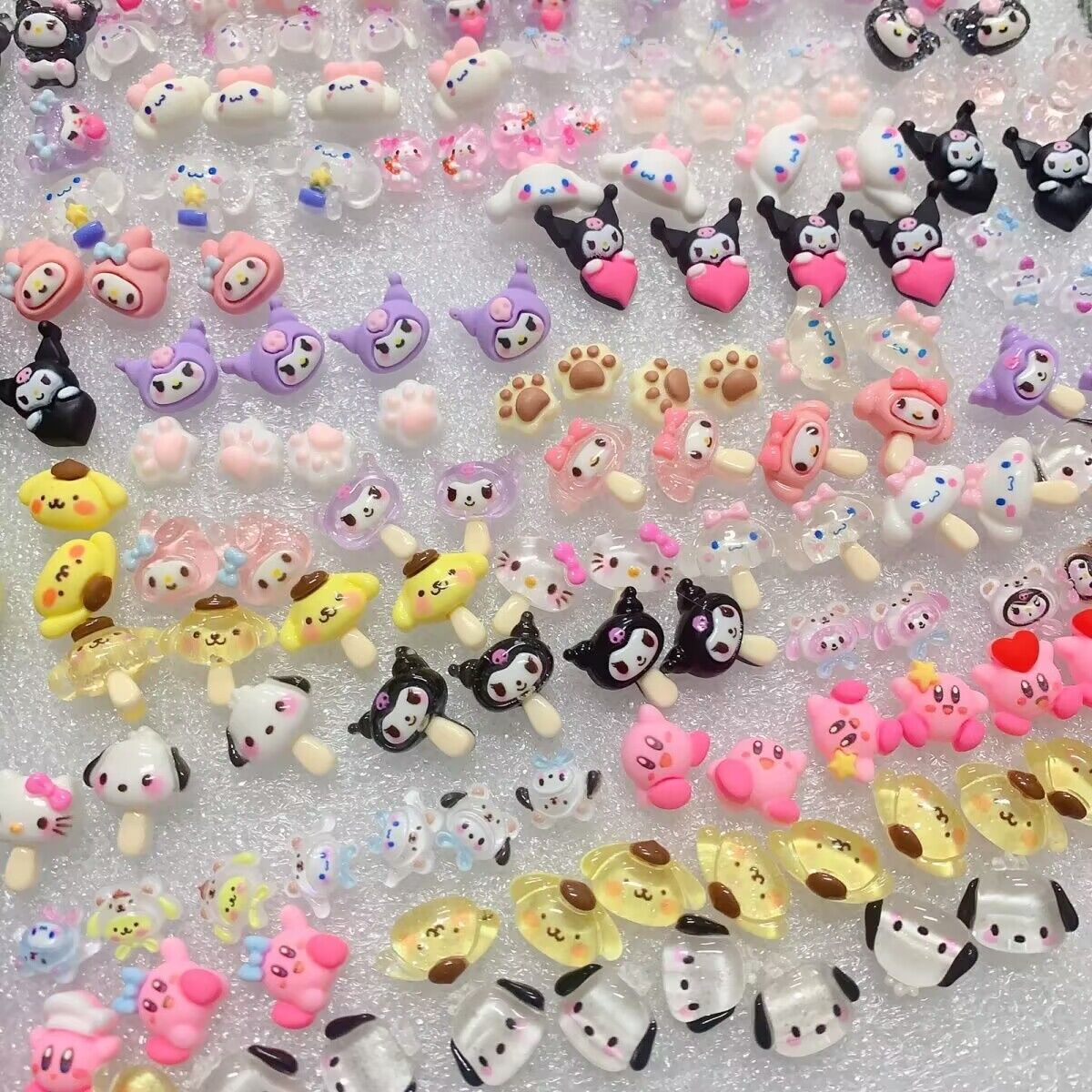 Sanrioed Cartoon Nail Jewelry Charms Kit Kawaii Hello Kitty Kuromi Nail Rhinestone Gems for Manicure DIY Crafts