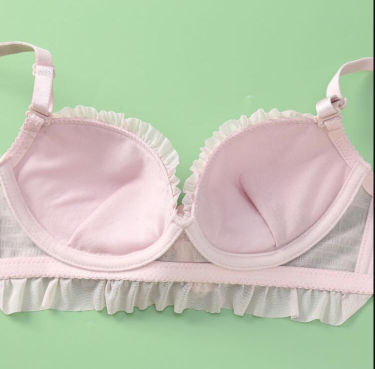 Women's Underwear Lace Sexy Kawaii Gathering Push Up Comfort Wireless Beauty Back Cute Ladies Bra and Panty Female Lingerie Set