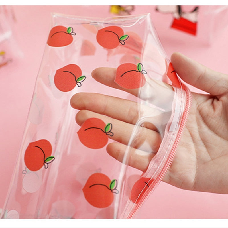 Big Waterproof Transparent Pencil Case PVC Stationery Gift Girls Students Pencil Bag Kawaii Makeup Cosmetic Bag Travel Bags