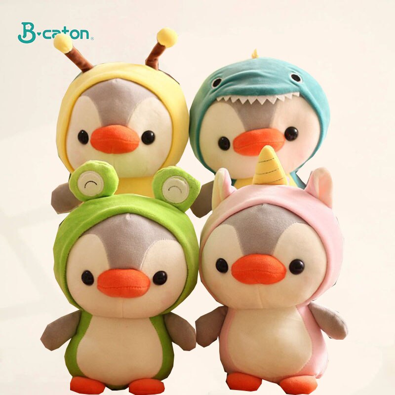 Kawaii Plush Toy Penguin Turn To Dinosaur Frog Unicorn Bee Stuffed Doll Cartoon Animal Birthday Christmas Gift for Kids Children