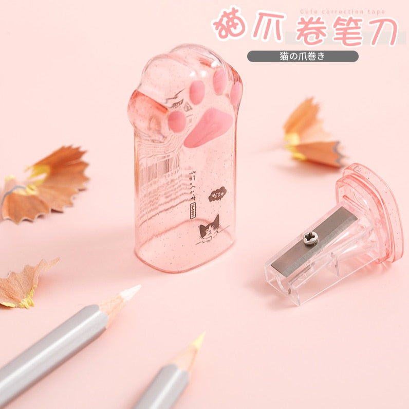 Cute Cat Paw Pencil Sharpener Kawaii School Supplies Stationery Items Student Prize for Kids Gift