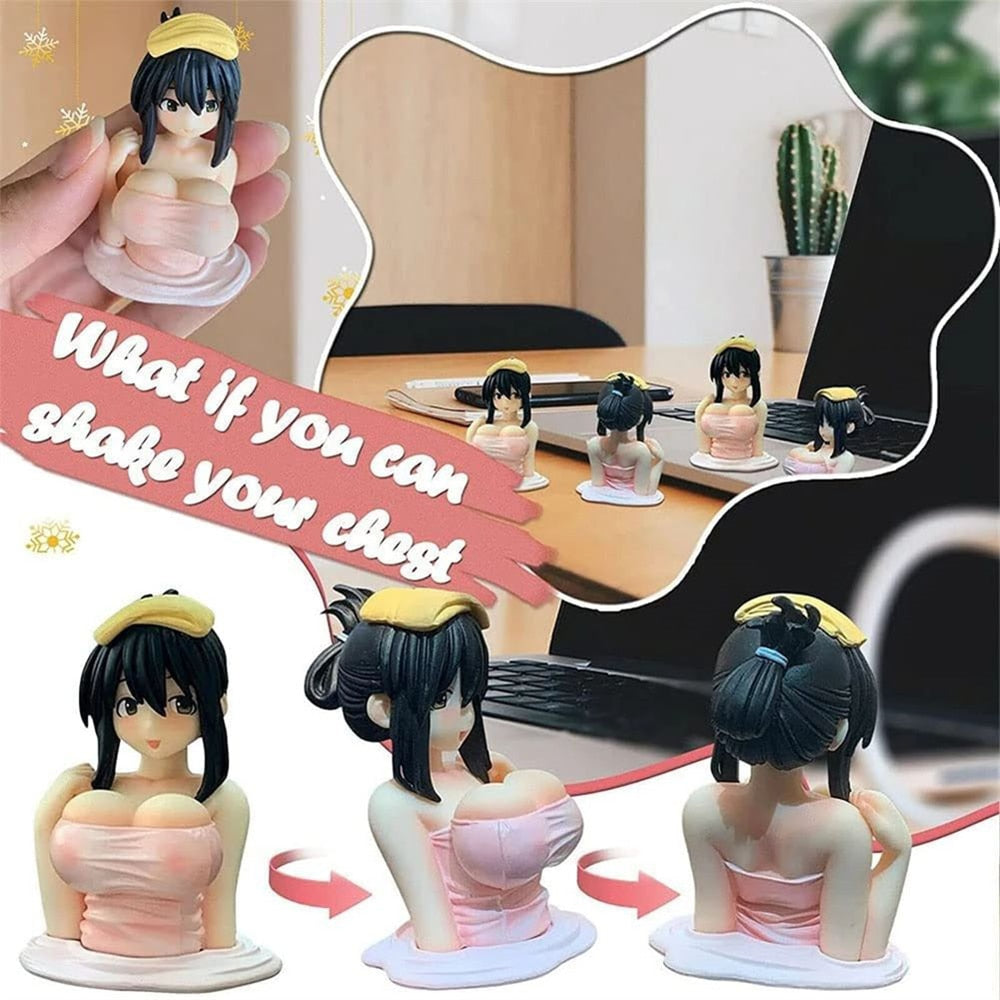 Cute Sexy Chest Shaking Ornaments Indoor or Motorcycle and Car Dashboard Decorations Kanako Collection Model Kawaii Anime Statue