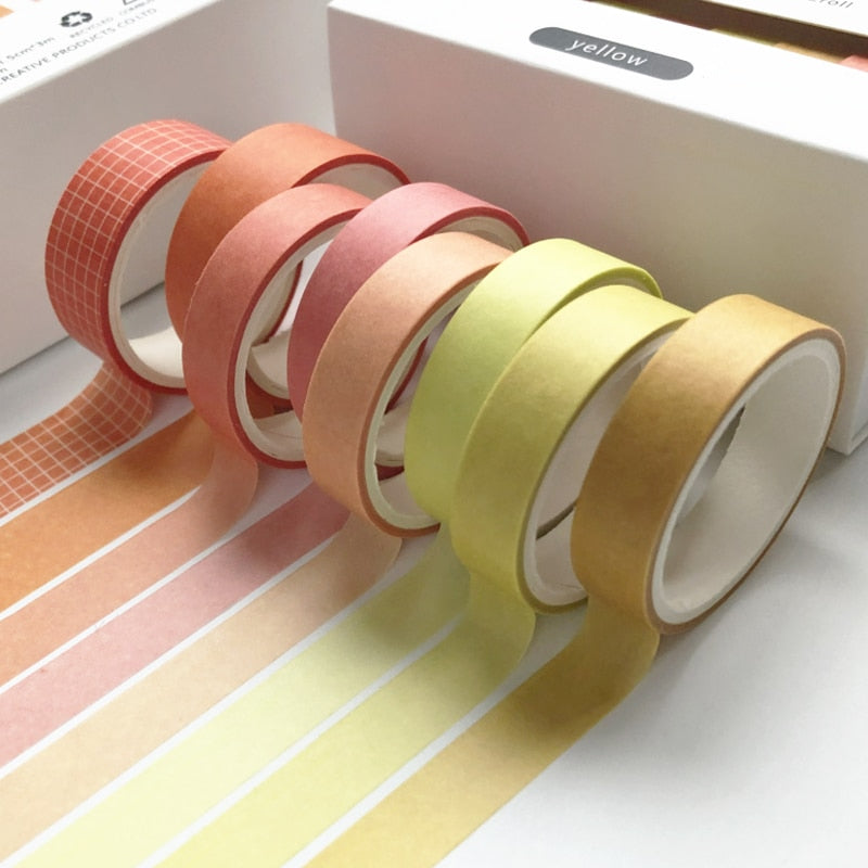 8pcs/set Retro Solid Color Basic Decoration Washi Tape Set DIY Scrapbook Journal Sticker Masking Tape Kawaii School Supplies