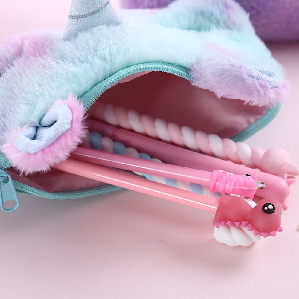 Plush Unicorn Cute Pencil Case Licorne Kawaii Girls Estuche Para Lpices for Trousse Astuccio Canvas Scolaire School Cartuchera