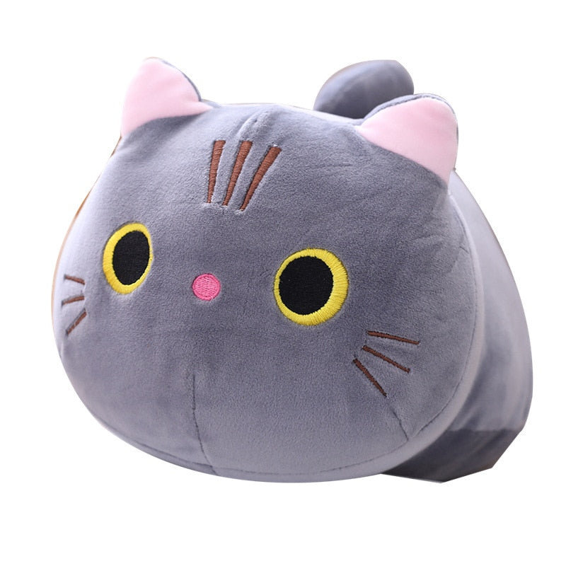 25-50cm Cute Soft Cat Plush Pillow Sofa Cushion Kawaii Plush Toy Stuffed Cartoon Animal Black Cat Doll for Kids Girl Lovely Gift