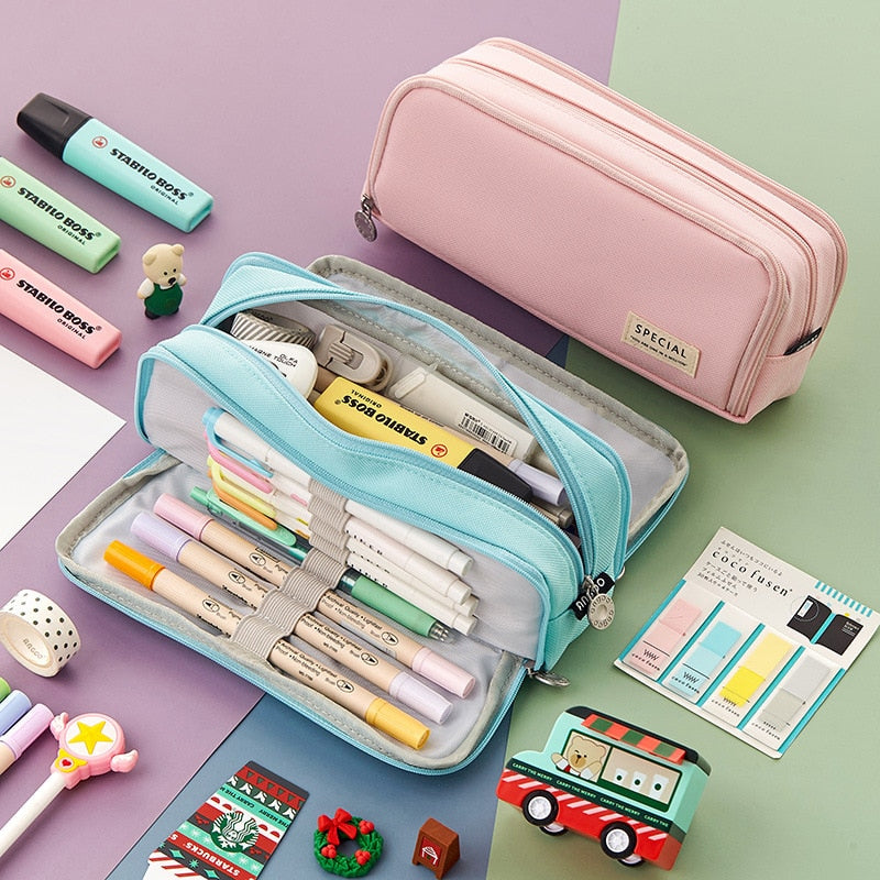 Large Big Creative Pencil Case Cute Boy Girl Kawaii Pencil Cases Storage Kids Pen Bag Stationery Box School Students Supplies