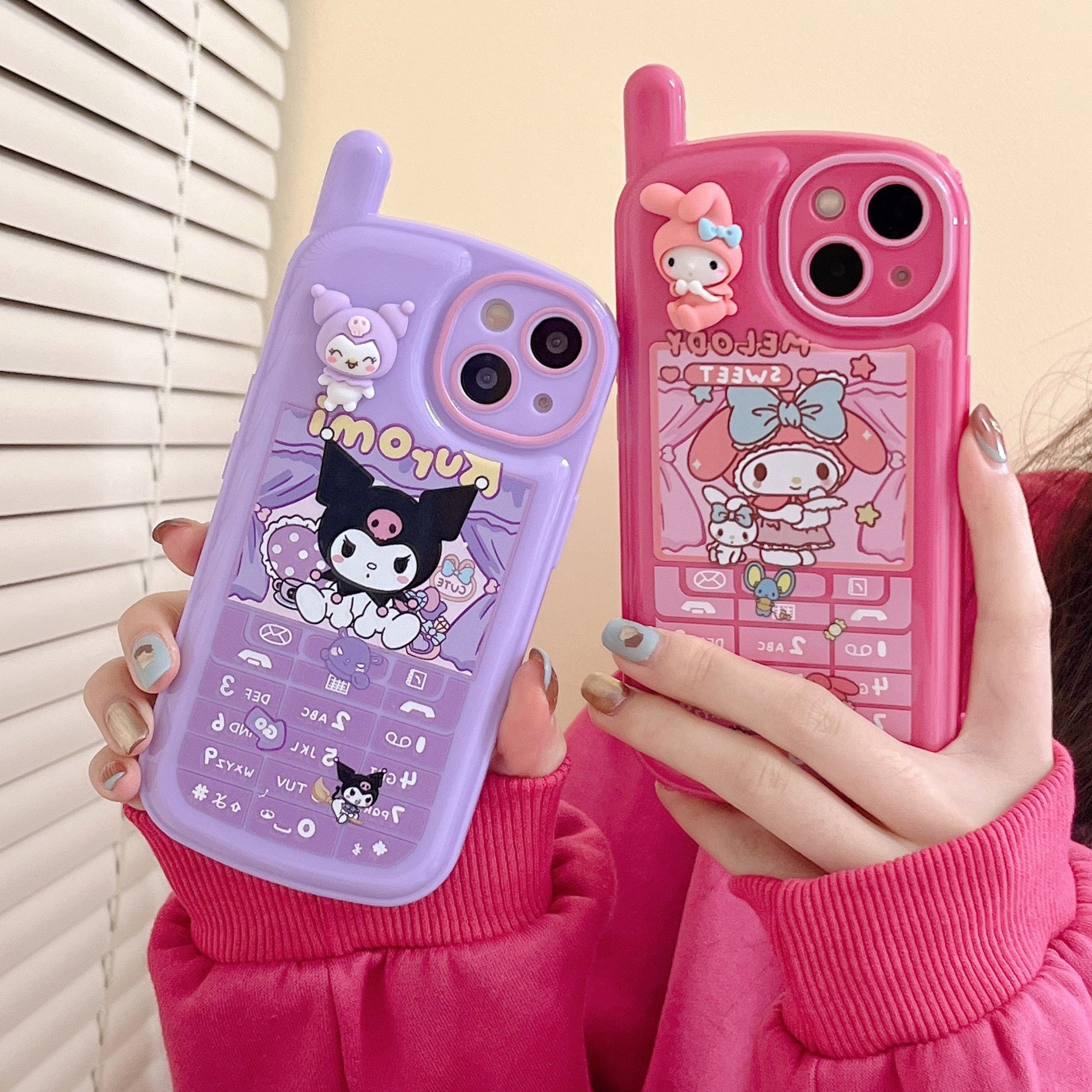 Sanrio Kawaii My Melody Kuromi Style iPhone 15 14 13 12 11 Pro X XR XS MAX Plus All Inclusive Women's Shockproof Phone Case
