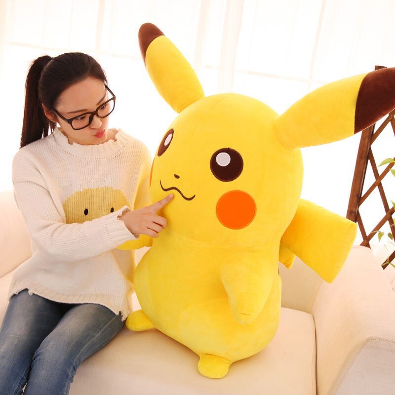 10-65cm Smile Pikachu Animal Dolls Plush Toys, Kawaii Cartoon Pikachu Soft Big Doll Toys For Kids Girls Birthday Christmas Gifts