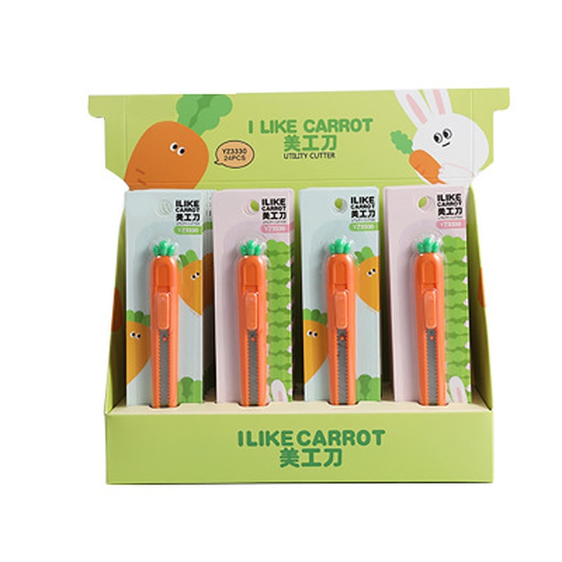 Novelty Fruit Carrot Utility Knife Mini Kawaii Portable Craft Wrapping Box Paper Envelope Cutter Knife Letter Opener Tools