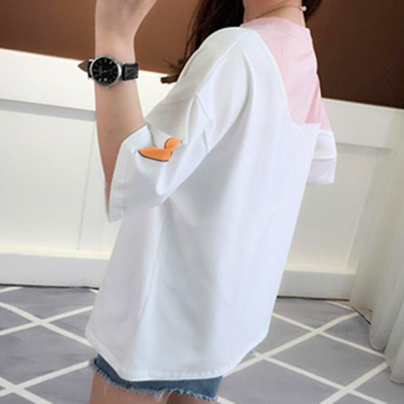 Kawaii Clothes T-shirts Korean Fashion Women Cute Tops Pink Girl Summer Camisetas Ropa de Mujer Blusas 2023 T Shirt Y2k Anime