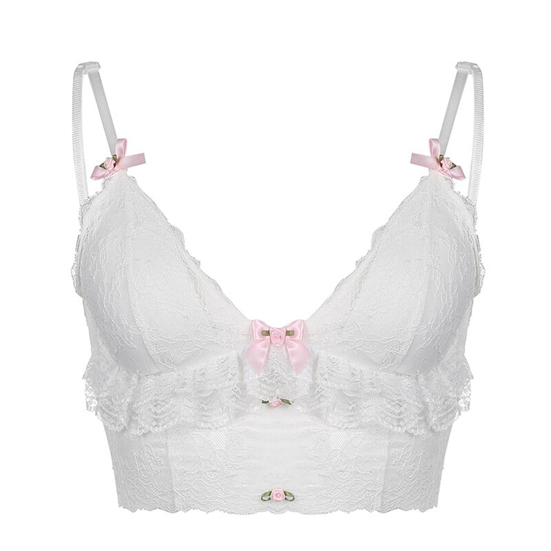 Women Sexy Corsets Tube Tops Lace See Through Harajuku Fairy Grunge Aesthetic Kawaii Emo Tank Vest Y2K Clothes