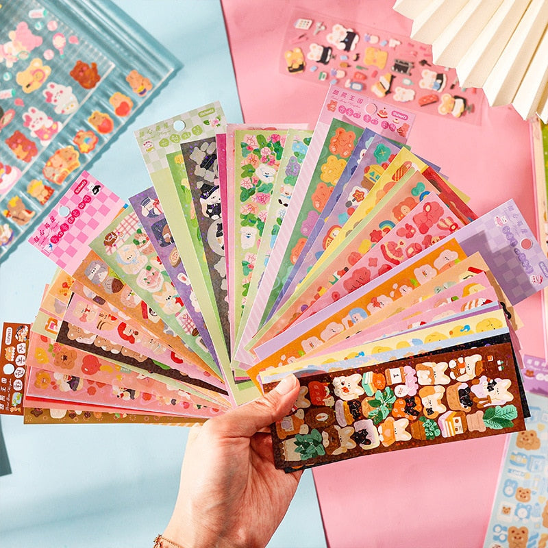 10PCS Kawaii Cartoon Animals Travel Decorative Stickers Cute Handbook Material Sticker Scrapbooking Label Diary Journal Planner