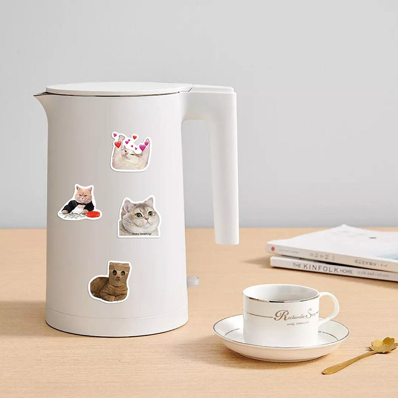 10/30/50PCS Kawaii Cat Mood PVC Graffiti Sticker Sticky Aesthetic Decorative Scrapbook DIY Child Phone Stationery Supply for Kid