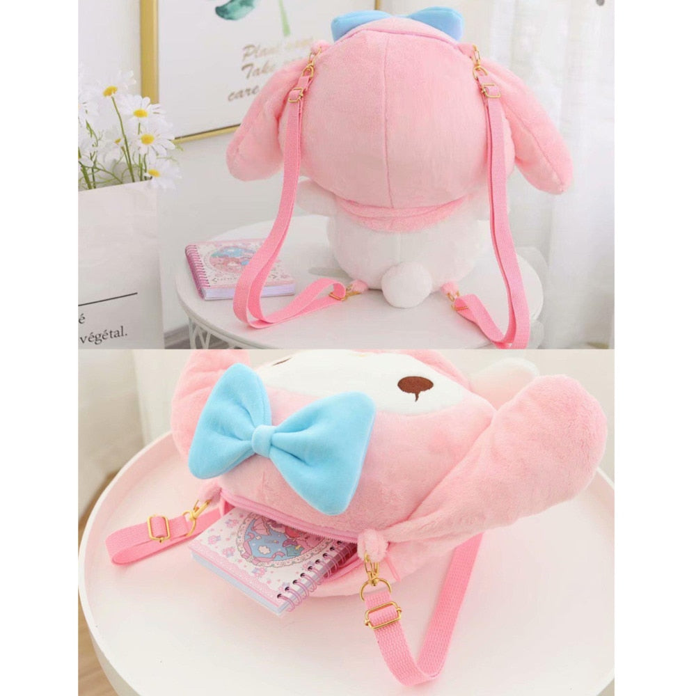 Kawaii Sanrio Cinnamoroll Kuromi My Melody Plush Backpack Doll Shoulder Messenger Bag Sac Tote Crossbody Bag For Y2k Lolita Girl
