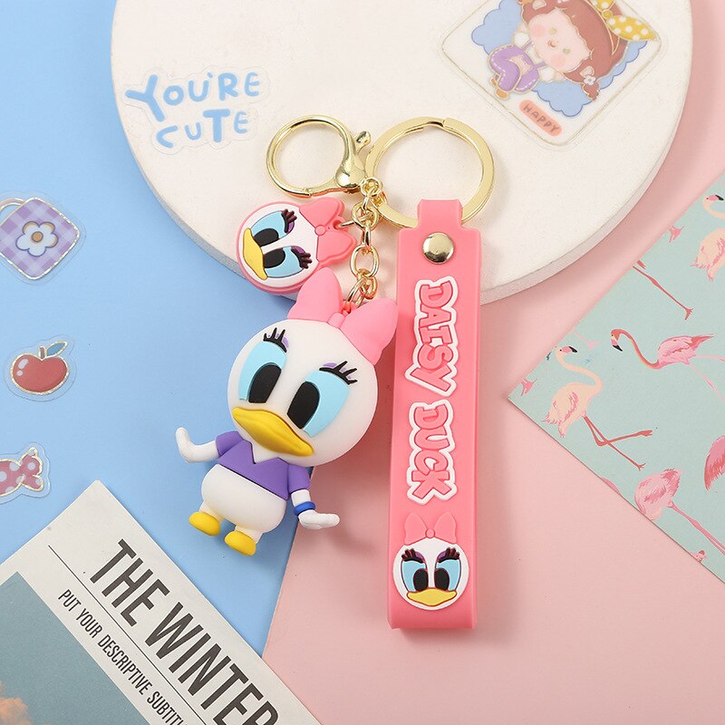 Disney Anime Cartoon Mickey Mouse Minnie Figure Keychains Donald Duck Piglet Key Chain Model Kid Toy Kawaii Children Gift