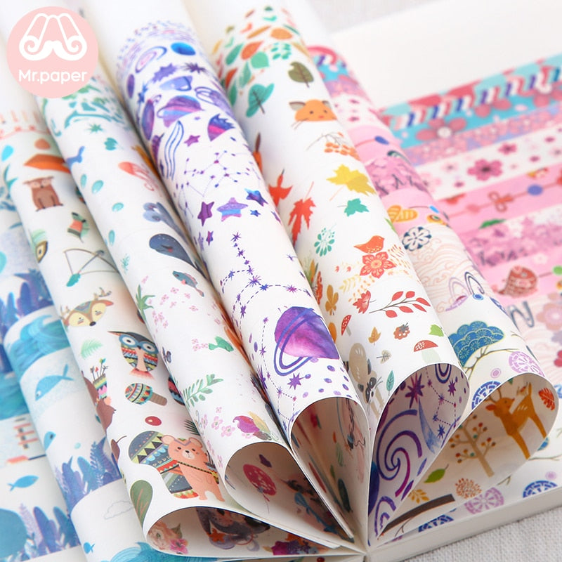 Mr Paper 26 Designs 10pcs/box Cute Cartoon Animals Washi Tapes Scrapbooking DIY Deco Creative Japanese Kawaii Masking Tapes