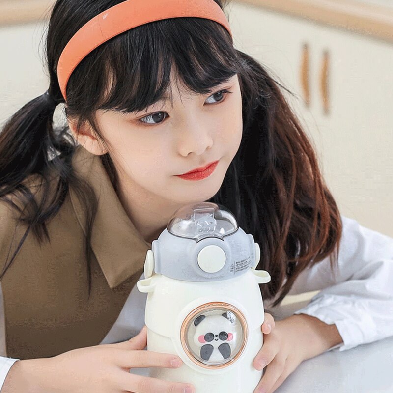 Kids Thermos Bottle Cute Water Bottle Kawaii Straw 700ml Stainless Large Capacity Cartoon Girl Kettle Student Cup for Children