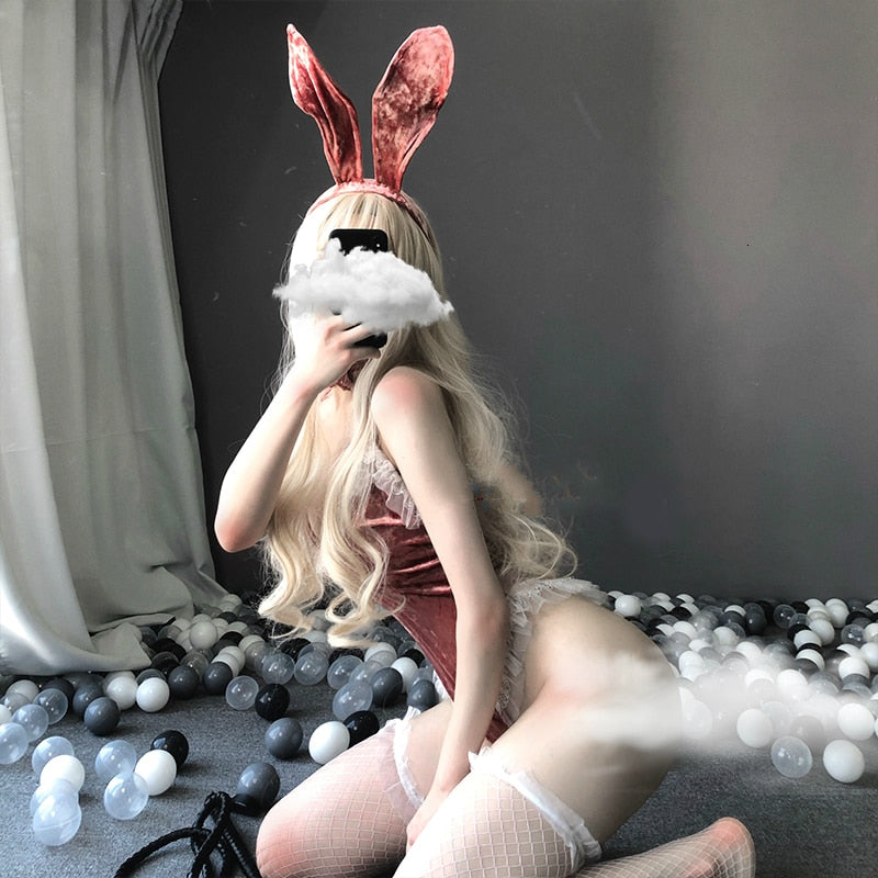 Women's Cute Anime Bunny Cosplay Costume Halloween Ladies Sexy Jumpsuit Erotic Cosplay Kawaii Lingerie Nightclub Erotic Costume