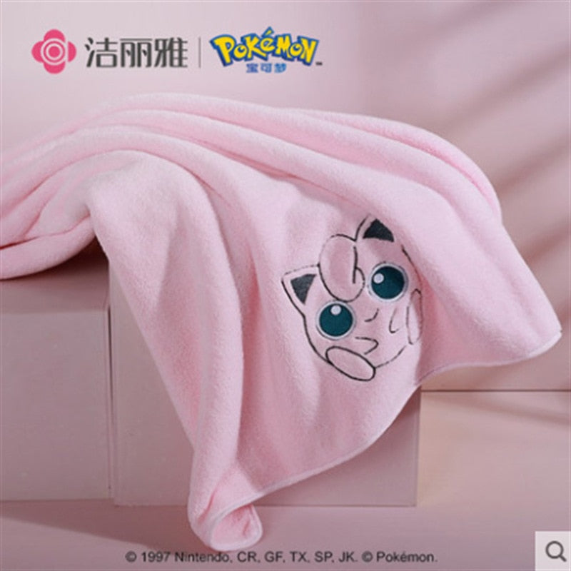 anime pokemon cartoon pikachu jigglypuff psyduck kawaii plush bath towel cute plushie absorbent quick-drying bath towel